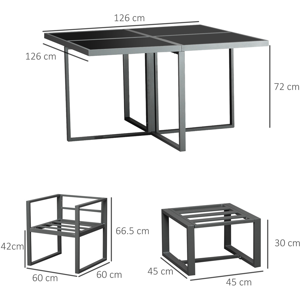 Outsunny 6 Seater Patio Dining Set Grey Image 7