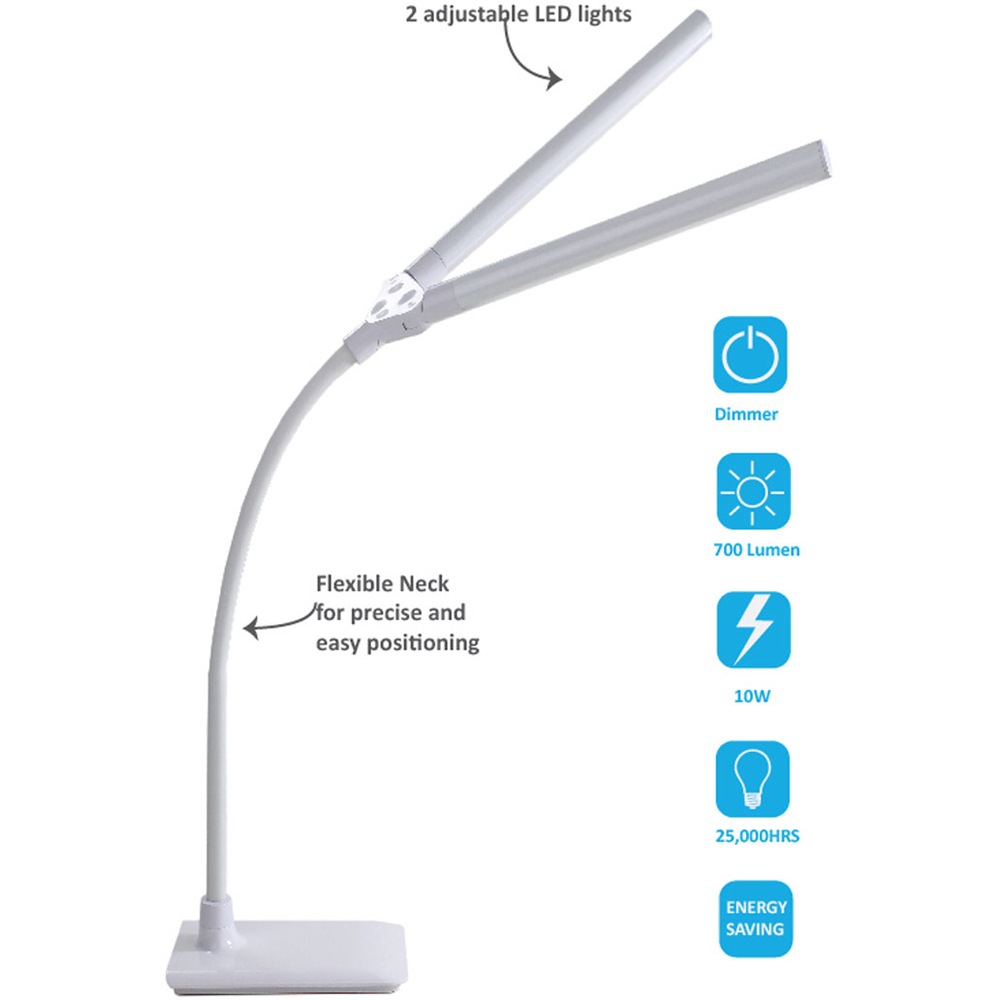 Sewing Online SO1350 White Double Tube Dimmable LED Lamp Table Lamp with Adjustable Brightness Image 2