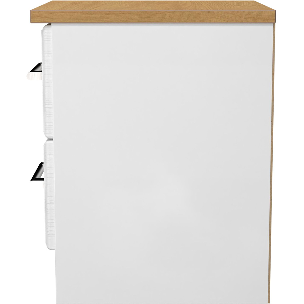 Crowndale Kent 2 Drawer White Ash and Modern Oak Compact Bedside Cabinet Ready Assembled Image 3