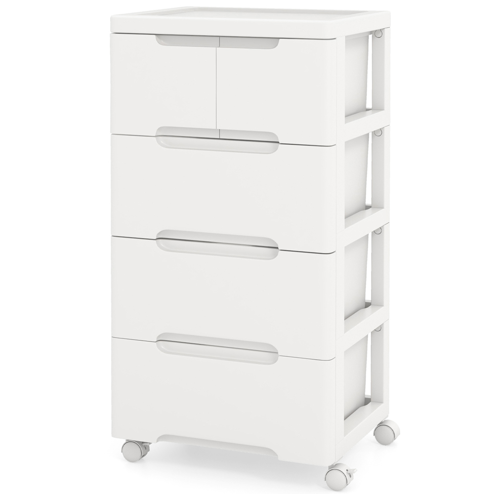 Costway 4 Drawer White Vertical Rolling Storage Cabinet Image 2