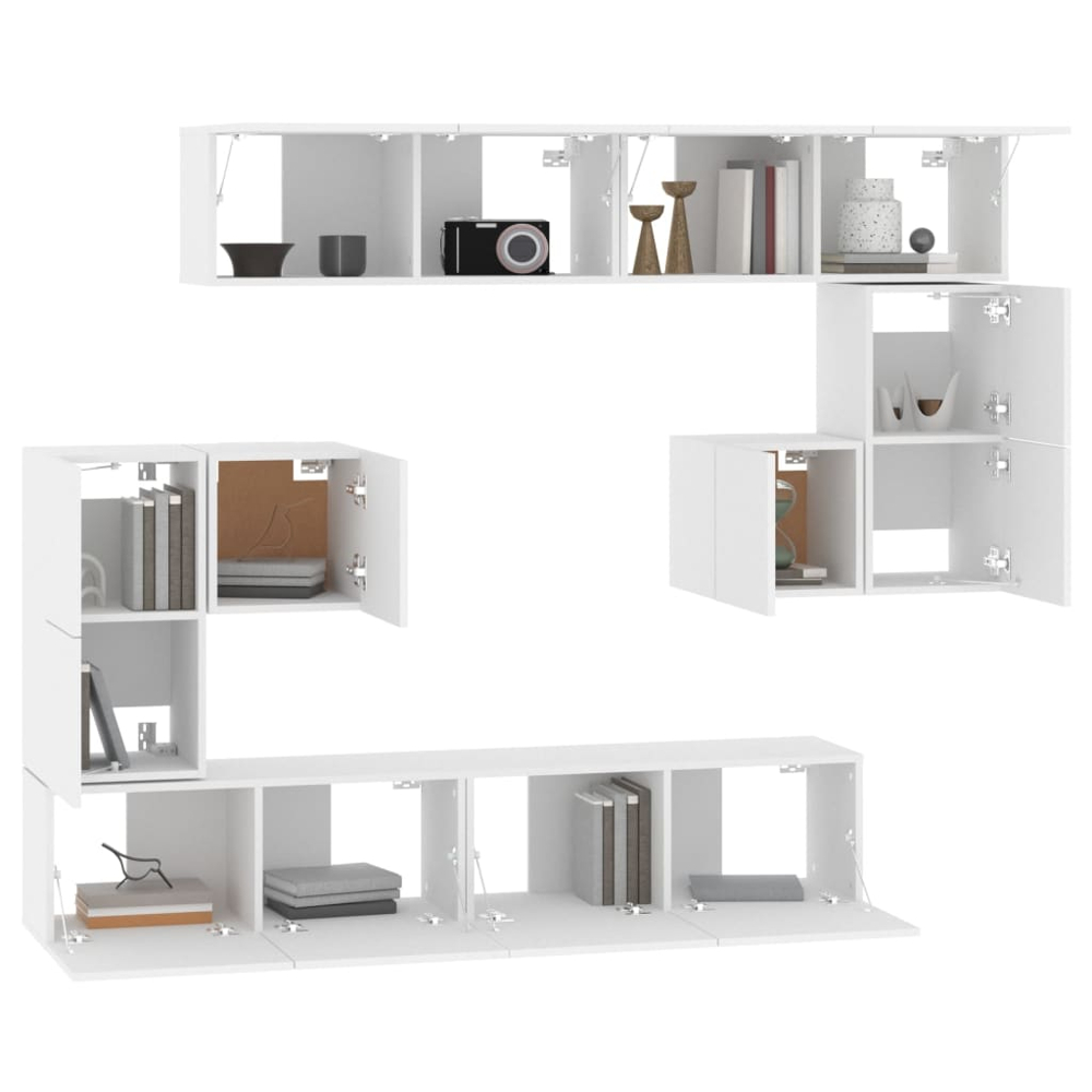 vidaXL 14 Door White Wall Mounted TV Cabinet Image 4