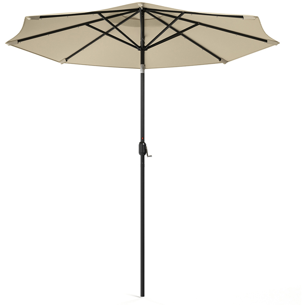 Living and Home Beige 24 Solar LED Crank and Tilt Parasol 3m Image 1