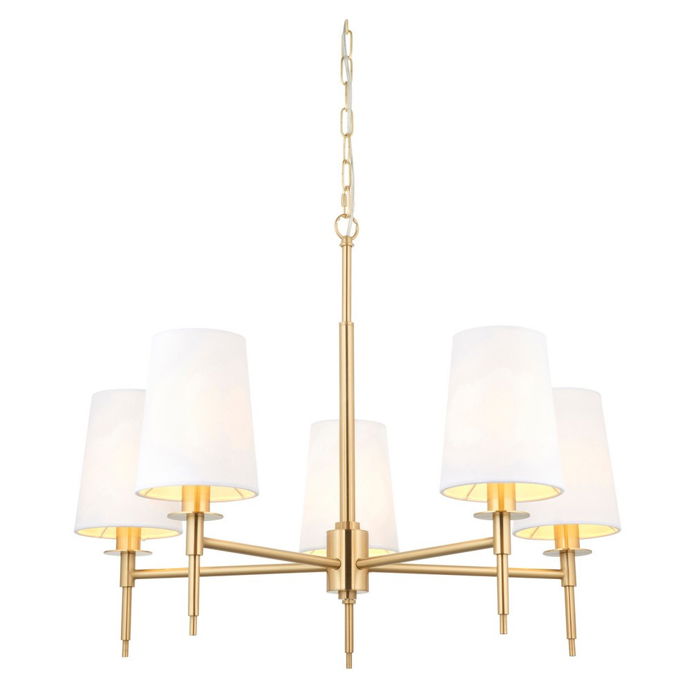 Merano Florence Multi Arm White and Satin Brass 5 Light Pendant Ceiling Lamp Image 3