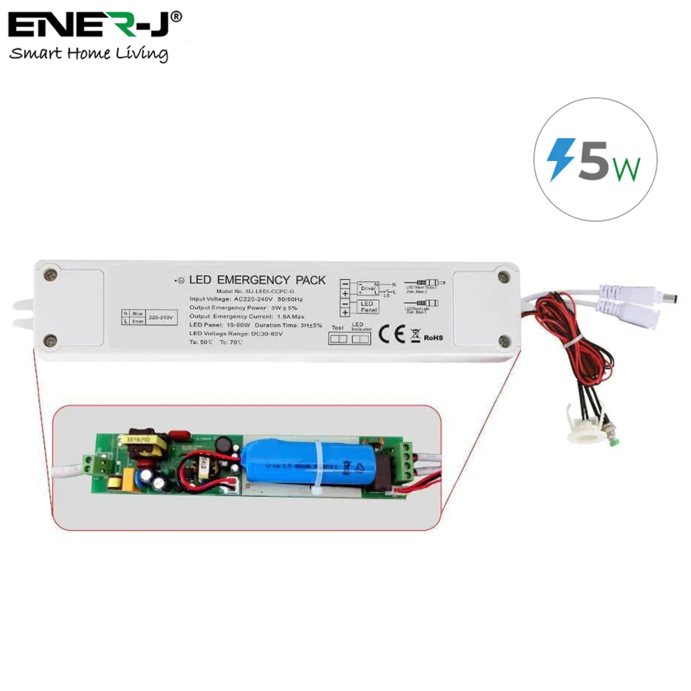 ENER-J 5W Plug and Play Emergency Battery Kit for 6W to 70W LED Panels Image 3