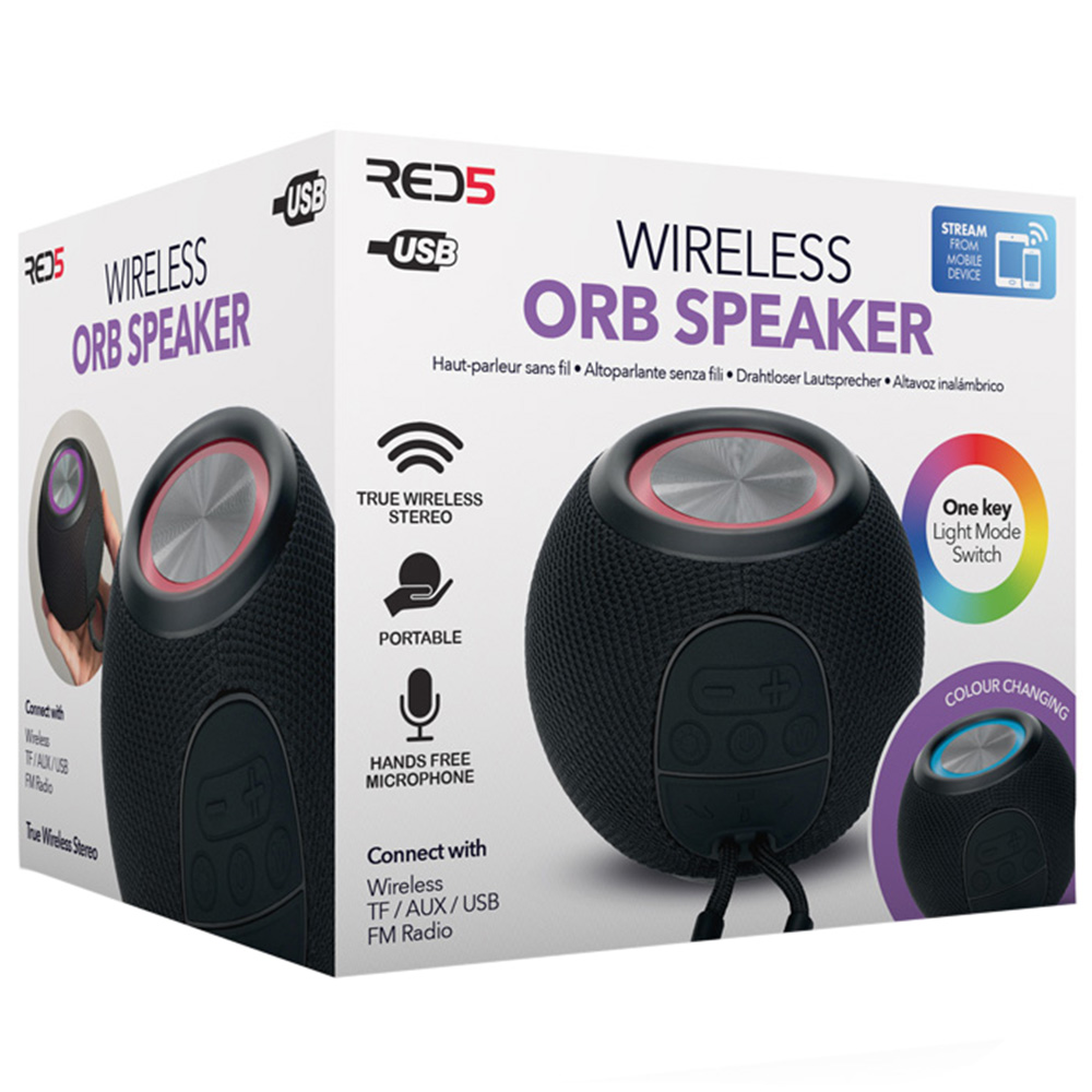 RED5 Black Wireless Orb Speaker Image 3