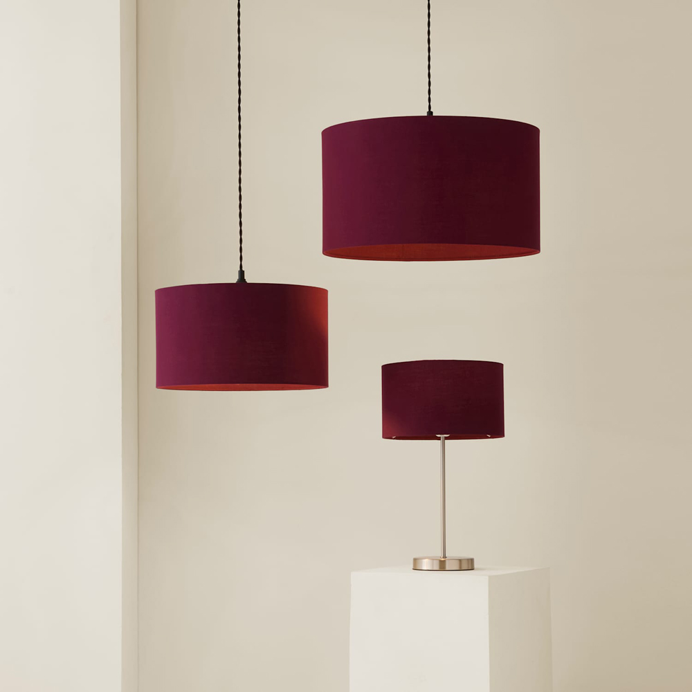 ValueLights Reni Plum Fabric Large Drum Ceiling Lamp Shade Image 7