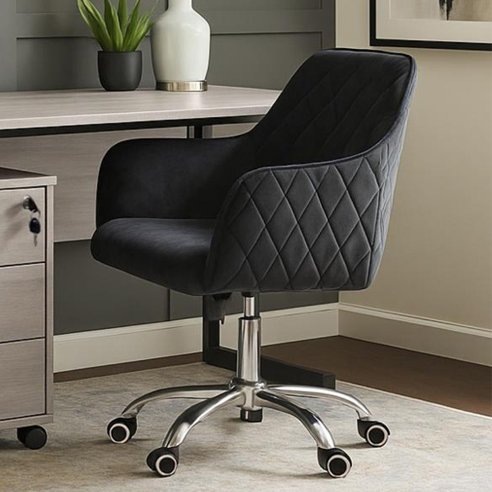 Kosy Koala Grey Wooden Office Desk with Drawer Unit and Black Chair Image 6