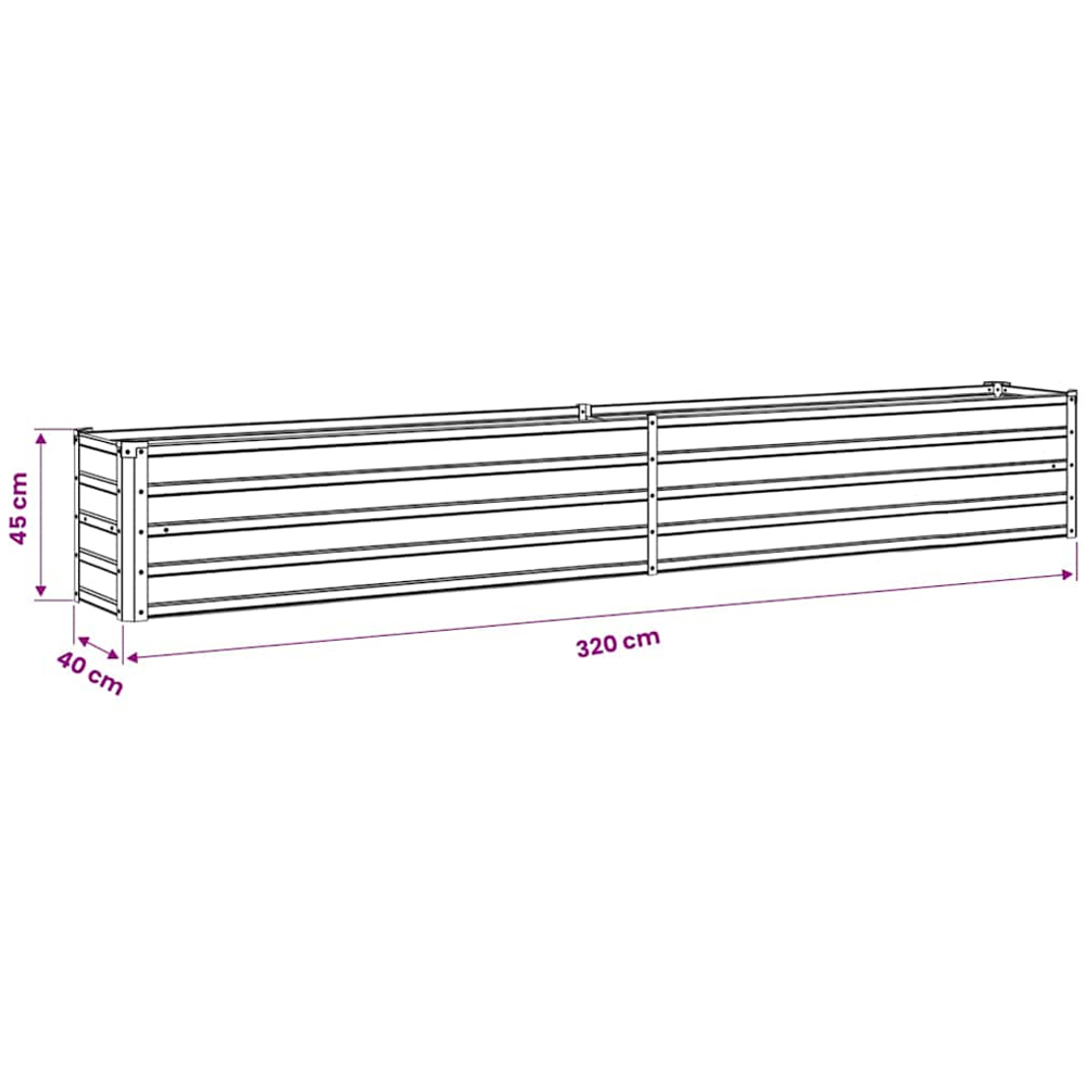 vidaXL Anthracite Galvanised Steel Raised Garden Bed 45 x 320 x 40cm Image 6