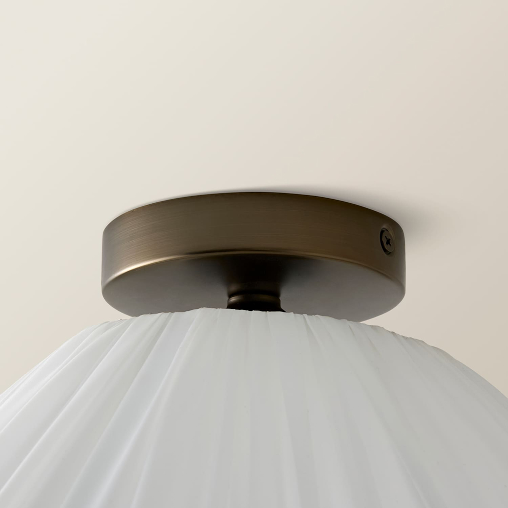 ValueLights Posie White Gathered Tapered Shade Flush Ceiling Light with Bulb Image 5