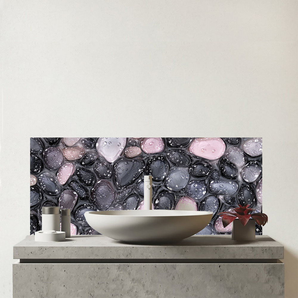 Warren Reed Designer Glossy Pebbles in Soft Hues Bathroom Splashback 25 x 60cm Image 1