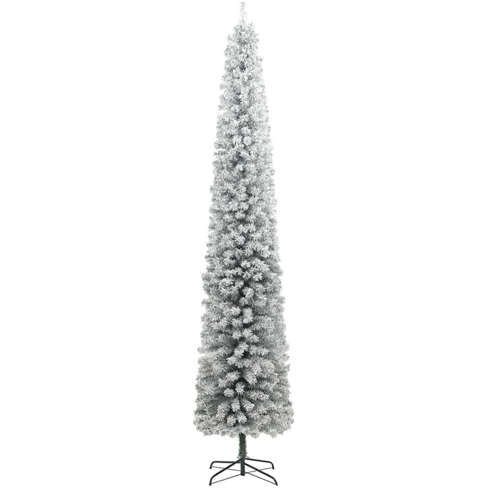 vidaXL 300 LED Pre-Lit Pink Baubles Green Artificial Snow Flocked Christmas Tree 10ft Image 5