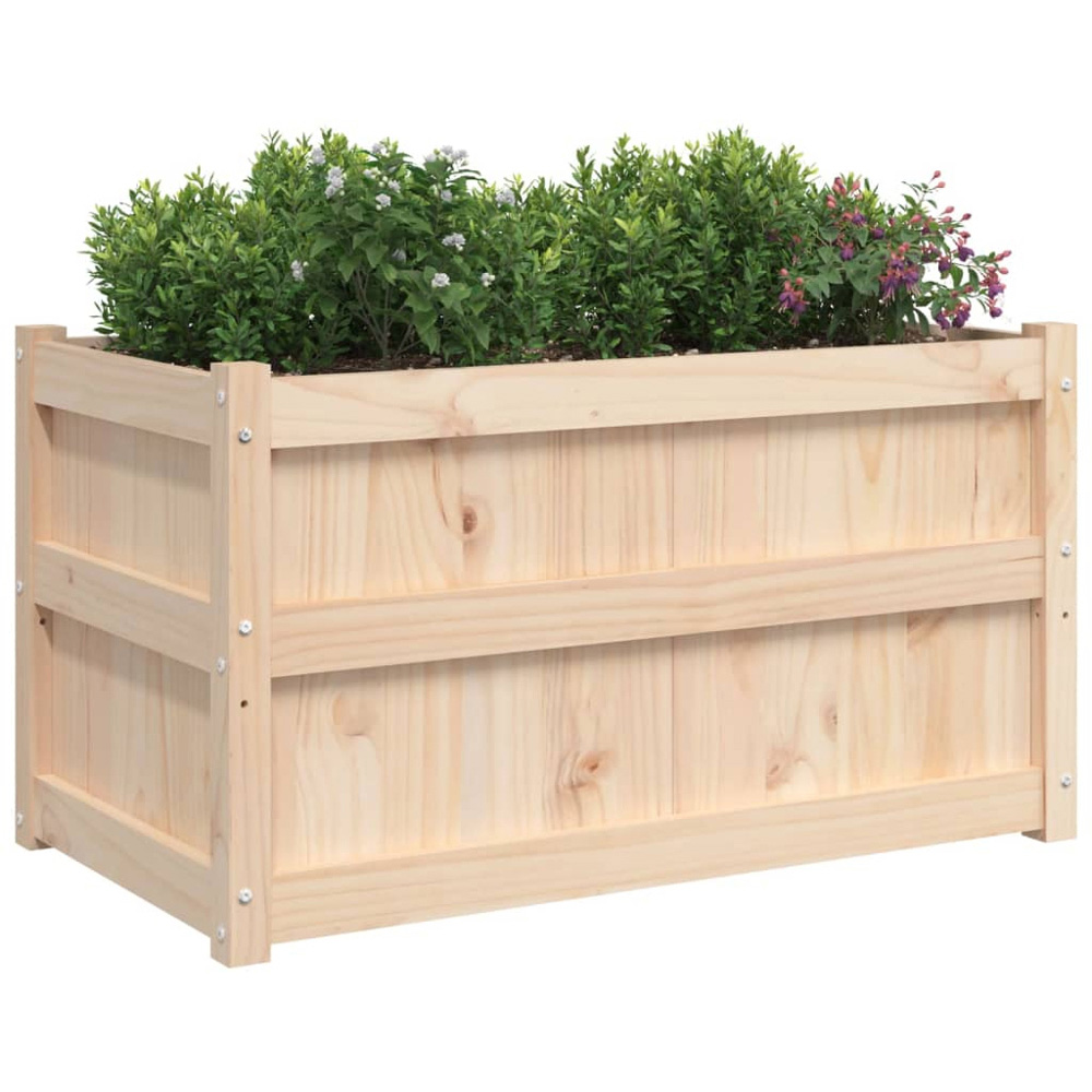 vidaXL Natural Pine Wood Garden Planter 50 x 50 x 90cm Image 3