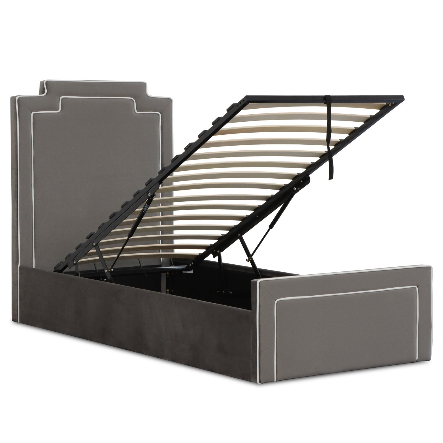 Amelia Single Grey Ottoman Bed Image 3