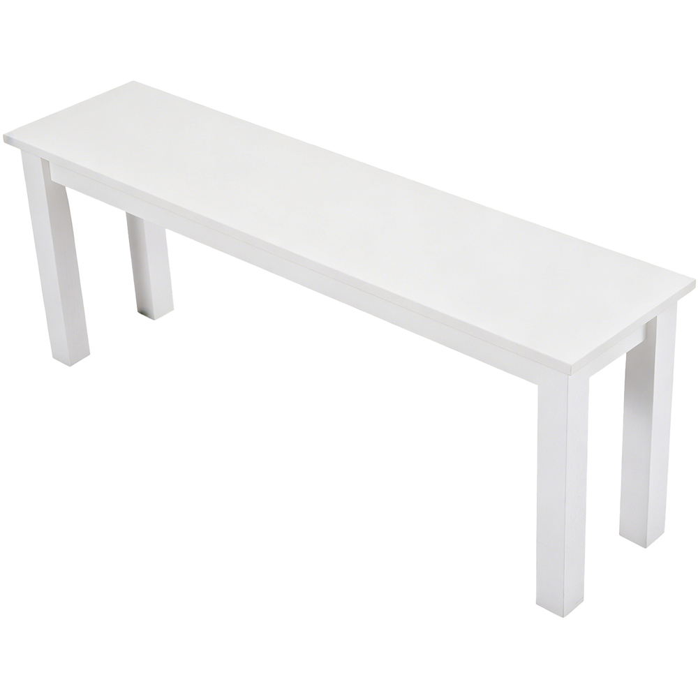 Living and Home White Wood Grain Bench with Pine Legs Image 2
