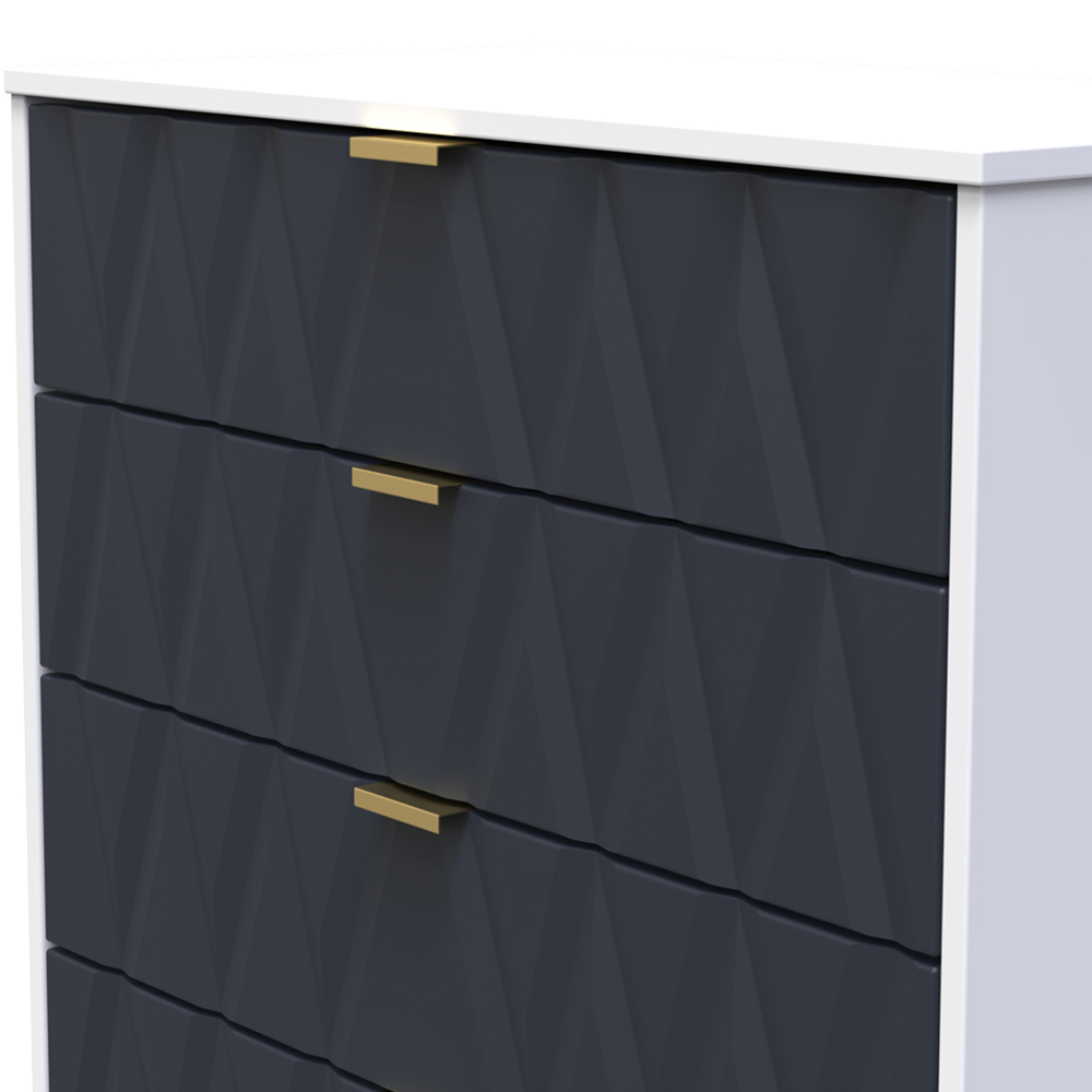 Crowndale Diamond 4 Drawer Indigo Matt and White Chest of Drawers Ready Assembled Image 4