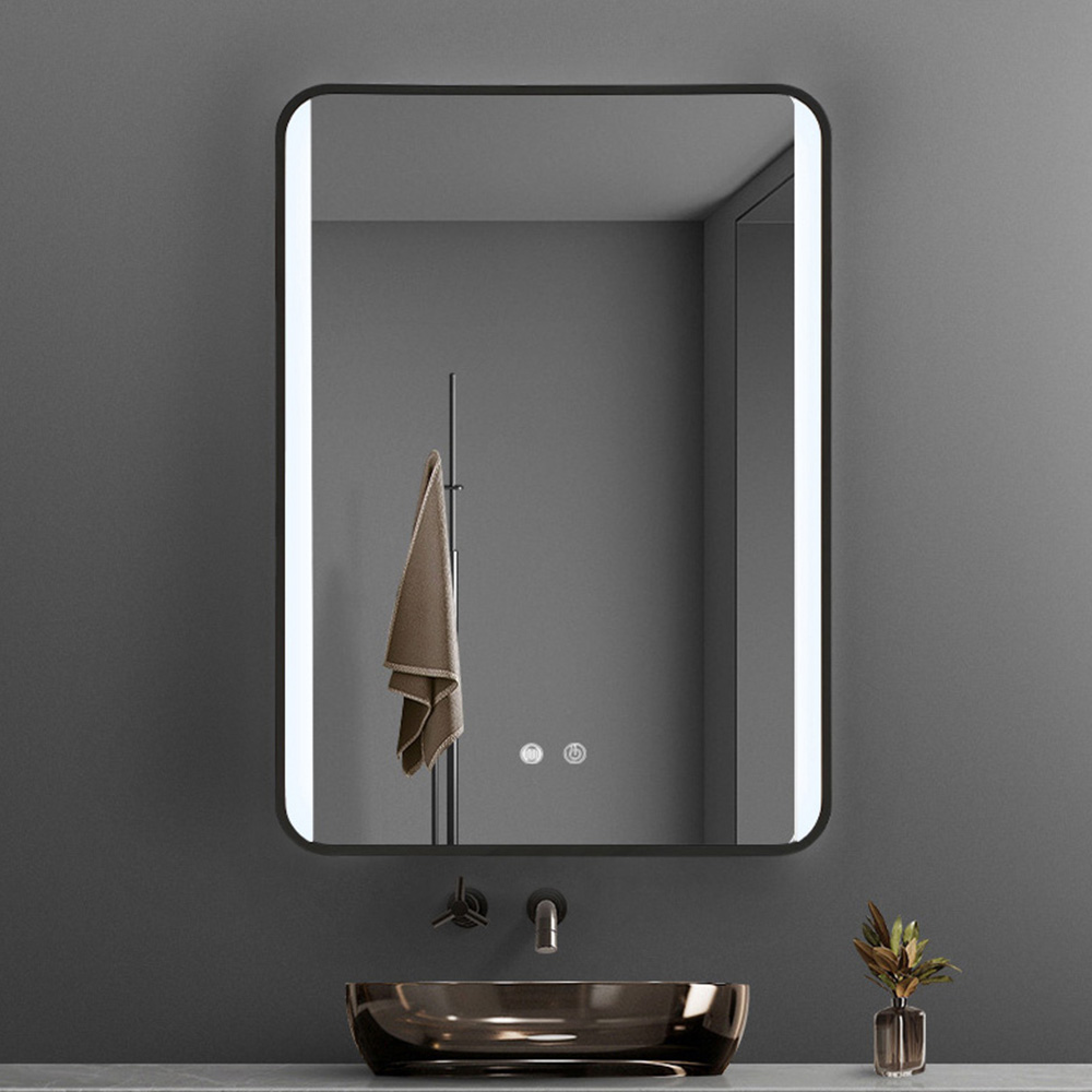 Living and Home Black Frame LED Bathroom Vanity Mirror 50 x 70cm Image 2