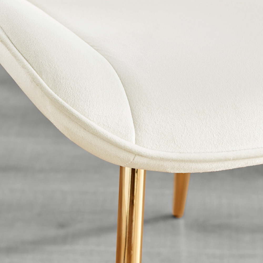 Furniturebox Copeland Cesano Marble Effect 6 Seater Dining Set White Cream and Gold Image 8