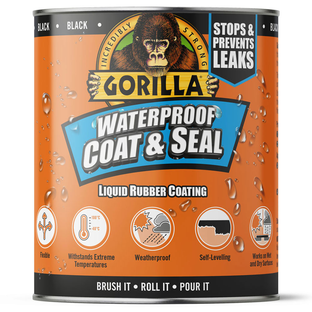 Gorilla Black Waterproof Patch and Seal Liquid Rubber Coating 473ml Image 1