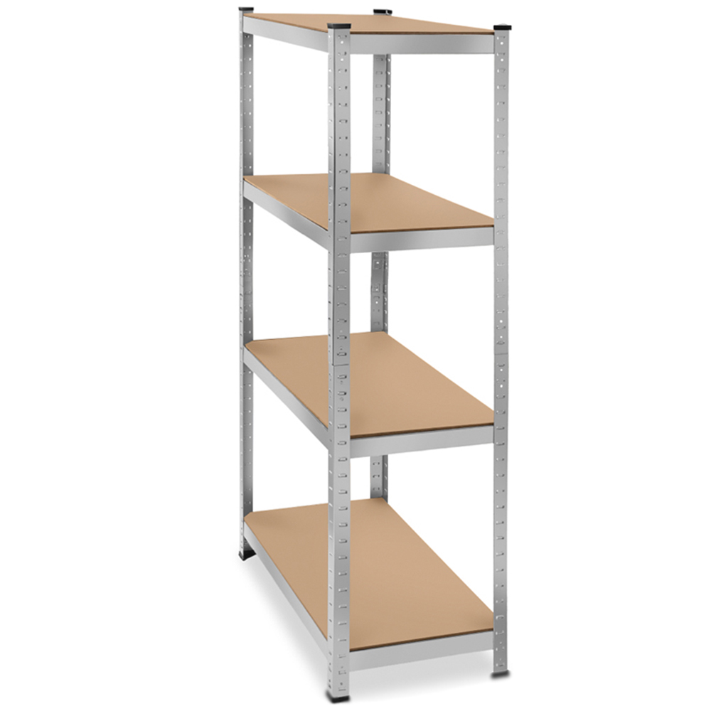 tectake 4 Shelf Silver Galvanised Steel Garage Shelving Unit 160 x 40 x 80cm Image 1