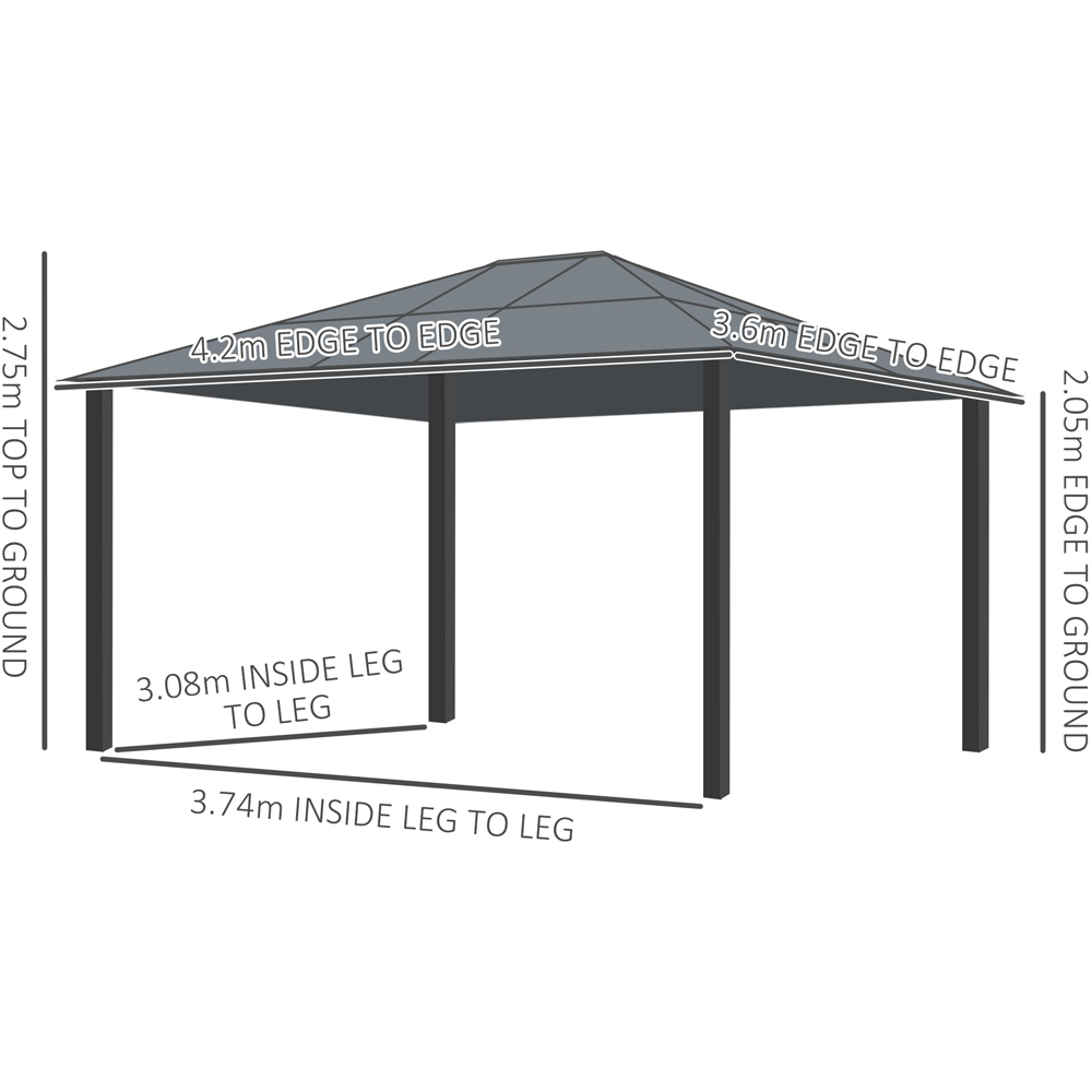 Outsunny 4.2 x 3.6cm Black Hardtop Gazebo with Curtains Image 8