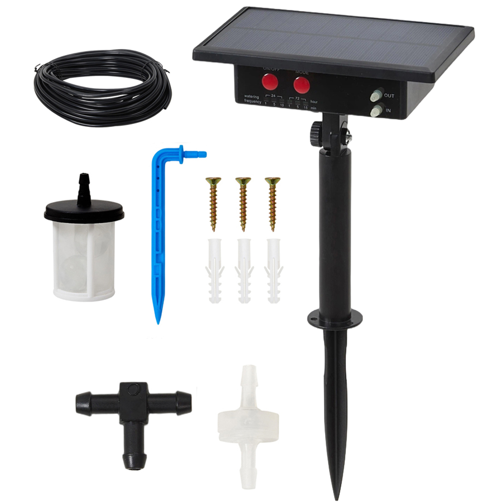 Living and Home 10 Pot Solar-Powered Automatic Watering Drip Irrigation System Kit Image 1
