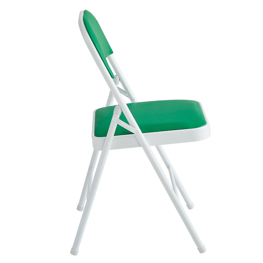 Set of 4 Green Padded Folding Metal Dining Chairs Image 3