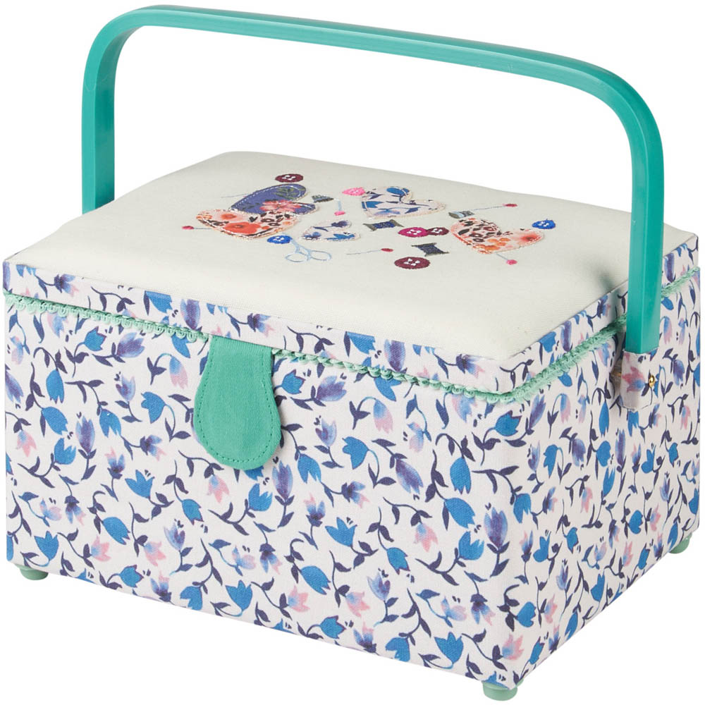 Sewing Online Multicolour Hearts and Buttons Medium Sewing Basket with Carry Handle Image 3