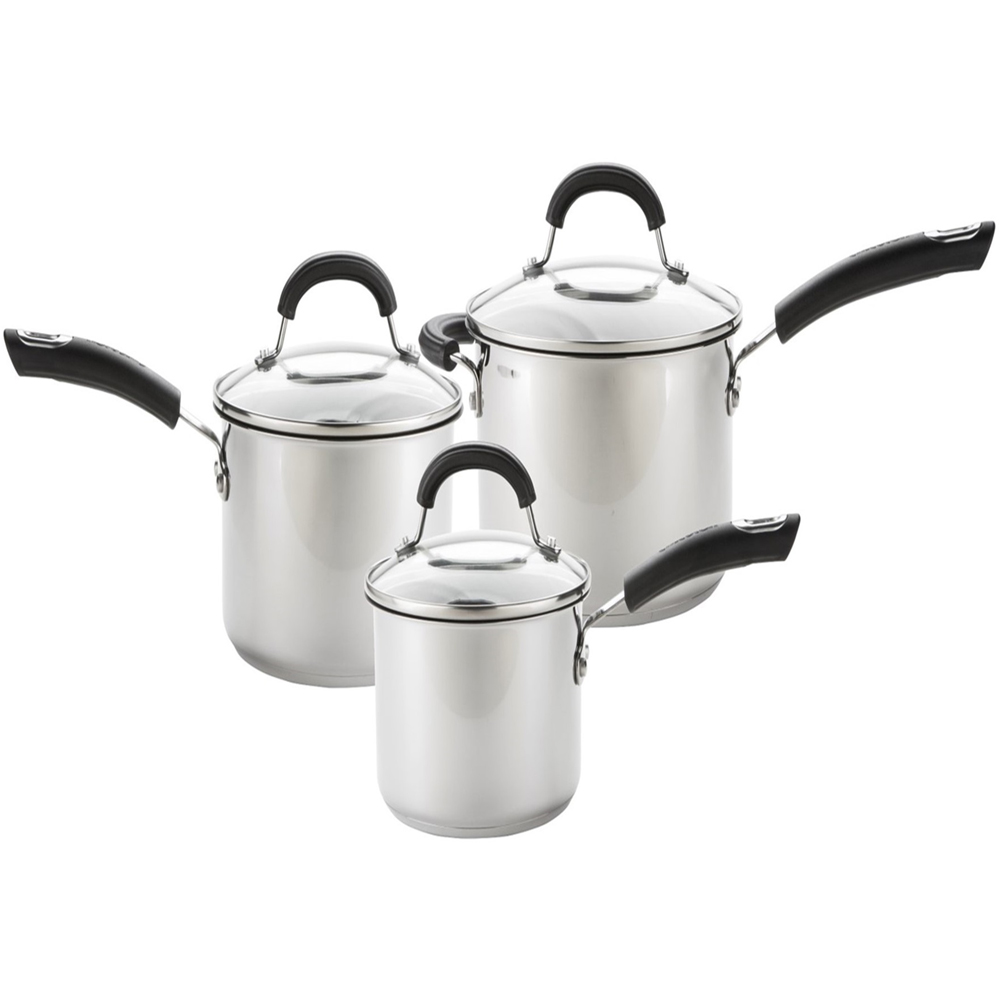Circulon Total Nonstick Stainless Steel Saucepan Set of 3 Image 1