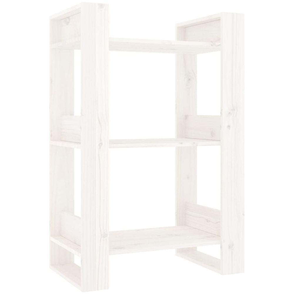 vidaXL 3 Shelf White Solid Pine Wood Bookcase Image 2