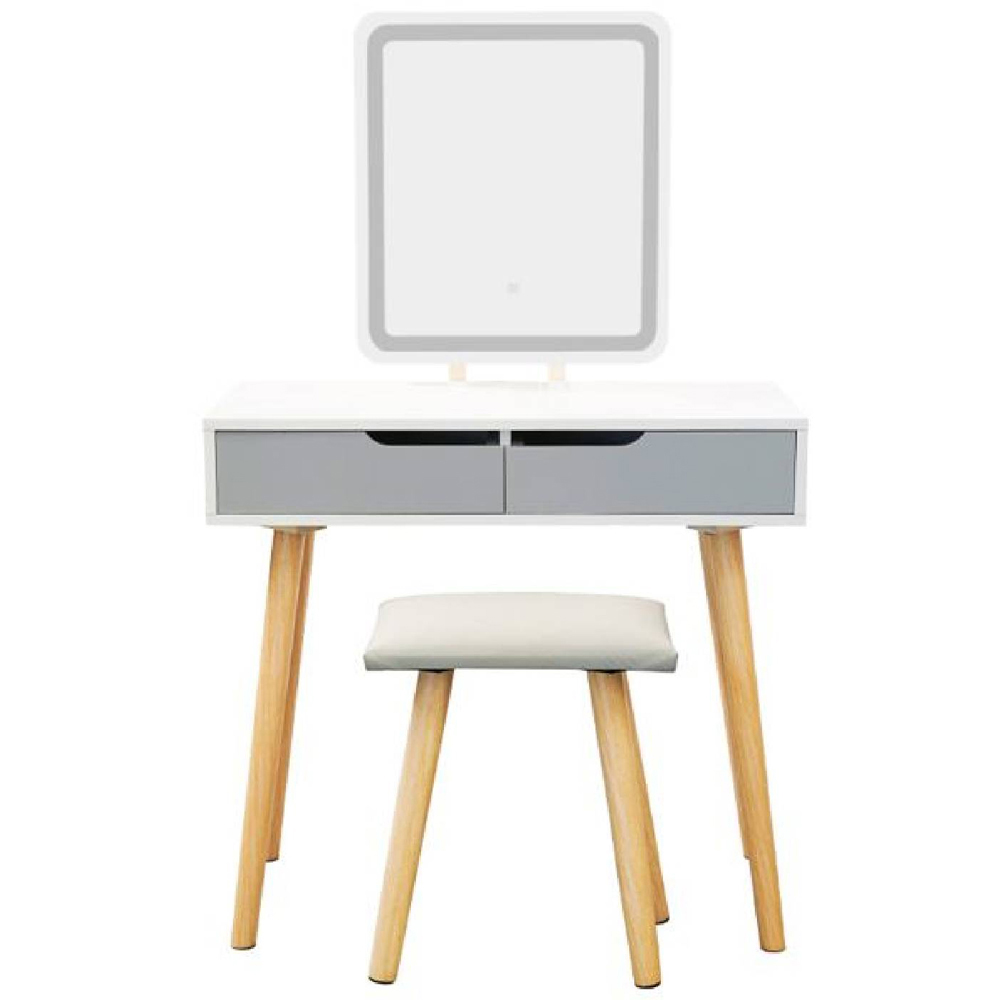 Alivio 2 Drawer Grey Vanity Dressing Table Set with LED Mirror Image 2