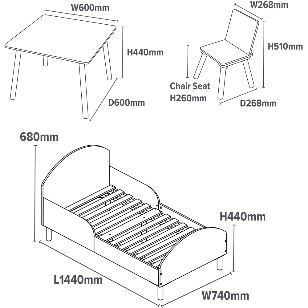 Liberty House Toys White Toddler Bed with Table and Chairs Set Image 6