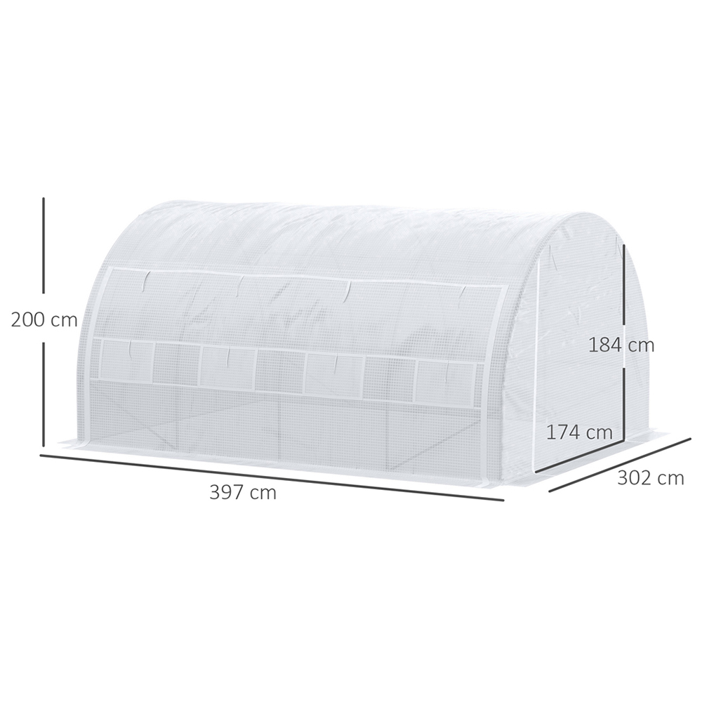 Outsunny White 10 x 13ft Polytunnel Greenhouse Image 9