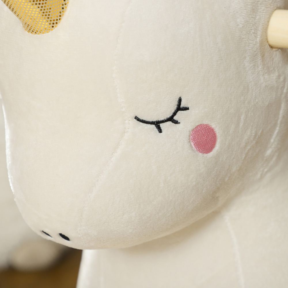 AIYAPLAY White Rocking Horse with Unicorn Design Image 3