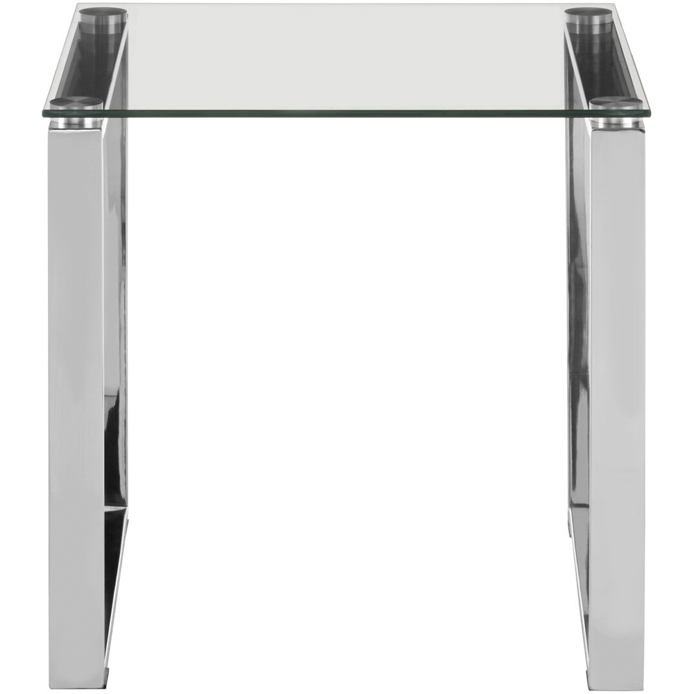Premier Housewares Allure Silver Finish Square End Table with Glass Top Image 3