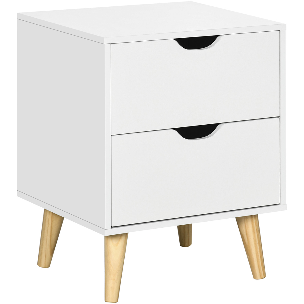 Portland 2 Drawer White Bedside Table Image 2