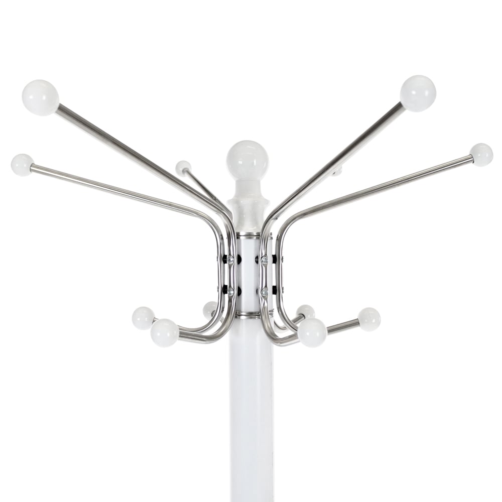 tectake 16 Hook White Coat Stand with Umbrella Stand and Bag holder Image 4