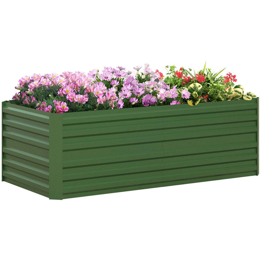 Outsunny Green Galvanised Steel Raised Garden Bed with Reinforced Rods 59 x 90 x 180cm Image 1