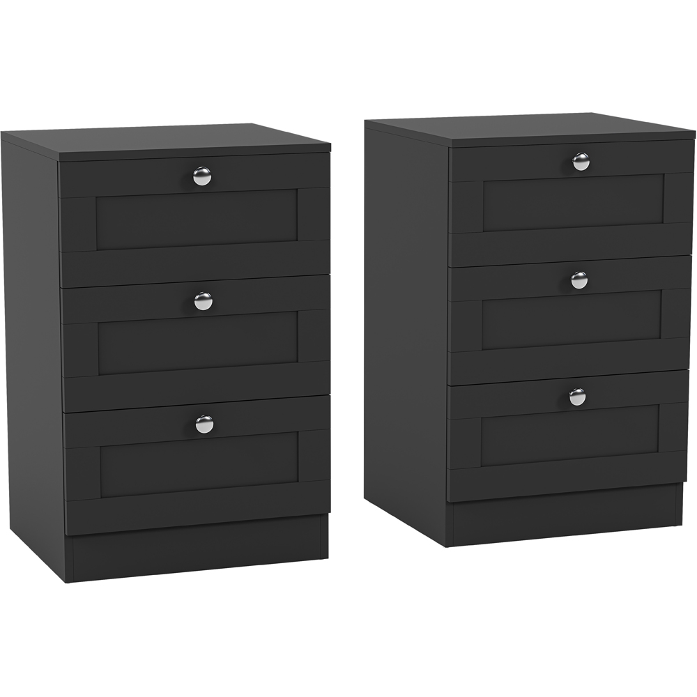 VIDA DESIGNS Altino 3 Drawer Black Shaker-Style Bedside Chest Set of 2 Image 2