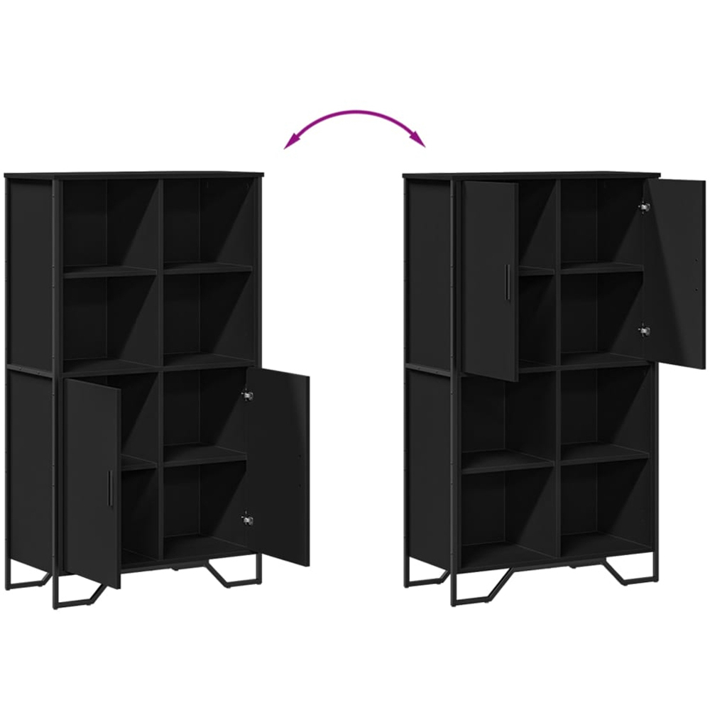vidaXL 2 Door 4 Open Shelf Black Highboard Image 8