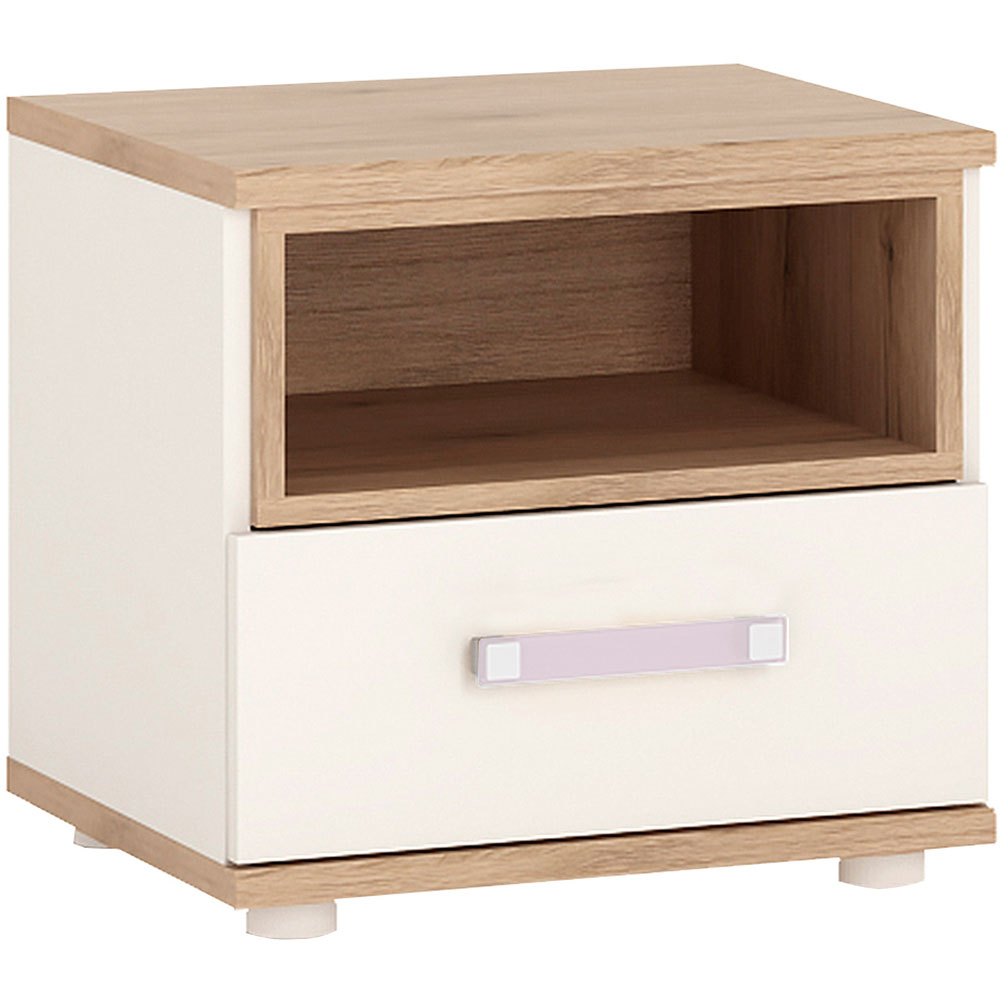 Florence 4KIDS Single Drawer Bedside Cabinet with Lilac Handles Image 2