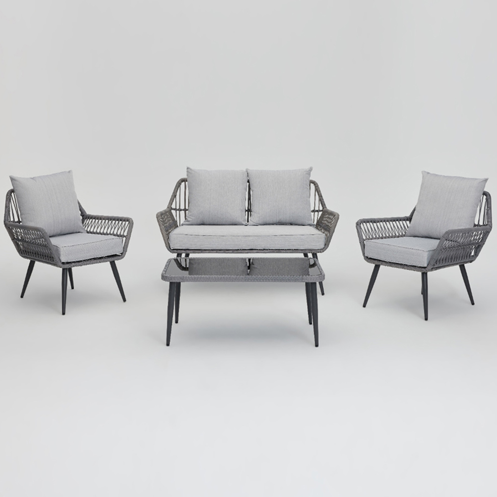 Home Detail Solero 4 Seater Grey Wicker Sofa Set Image 3