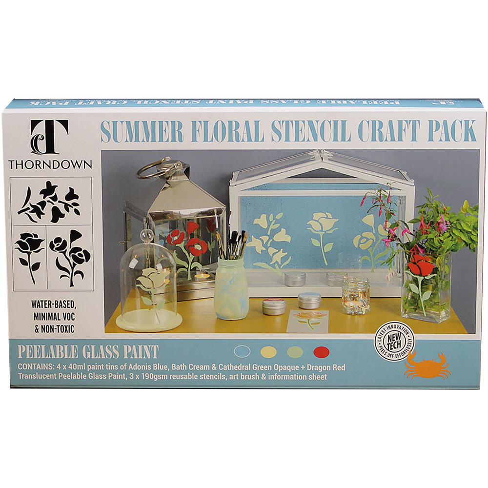 Thorndown Peelable Glass Paint Summer Floral Craft Pack Image 1