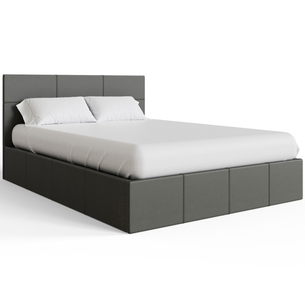GFW Double Grey Hopsack Fabric End Lift Ottoman Bed with Memory Pocket Spring Mattress Image 3