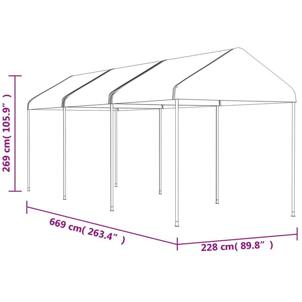 vidaXL 6.69 x 2.28m White Gazebo with Roof Image 5