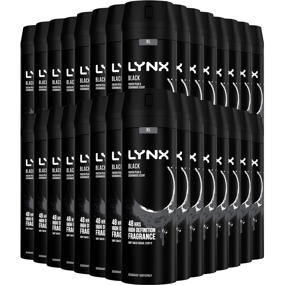 Lynx Black Frozen Pear and Cedarwood 48H Protection Deodorant Body Spray 200ml 30 Pack Image 1