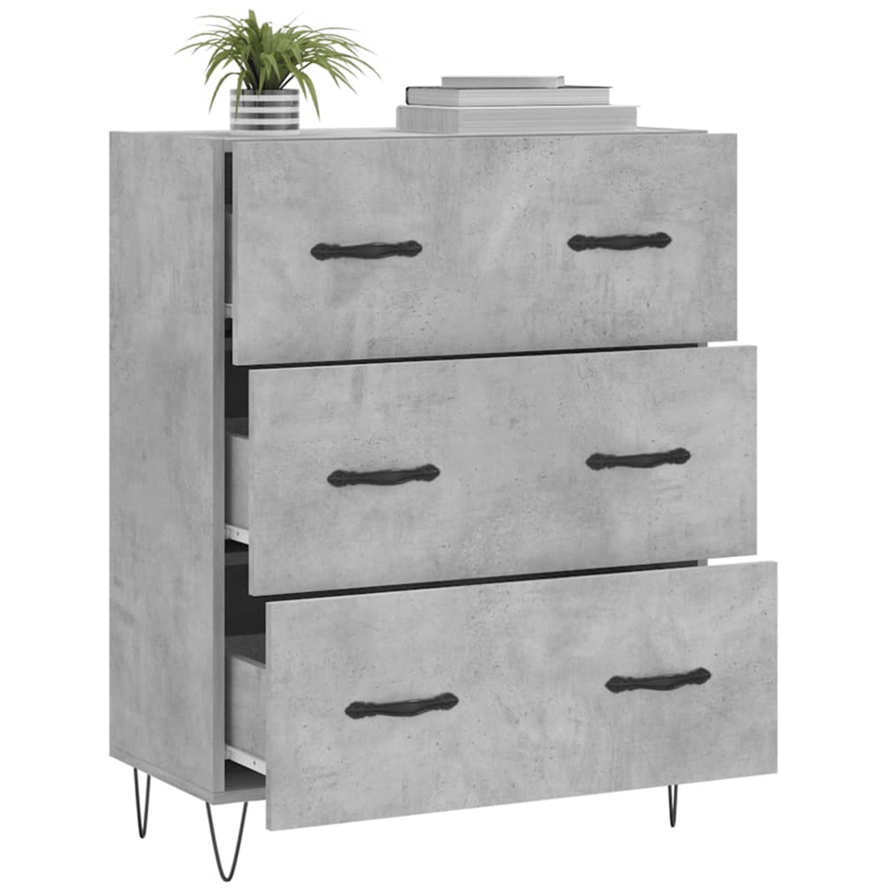 vidaXL 3 Drawer Concrete Grey Sideboard Image 4