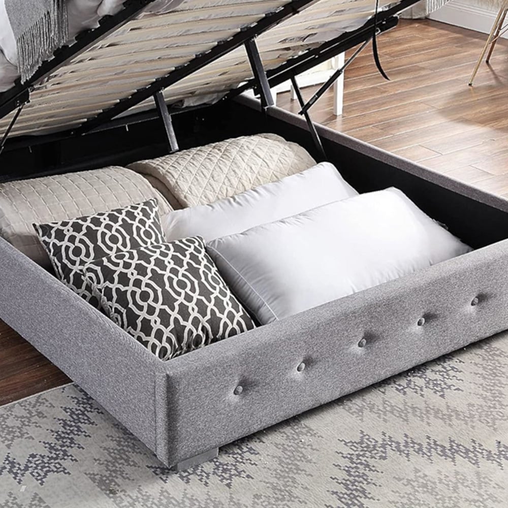 Home Treats Small Double Grey Ottoman Storage Bed with Mattress Image 4