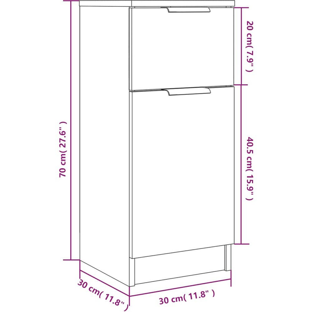 vidaXL Single Door Single Drawer Sonoma Oak Sideboard Set of 2 Image 6