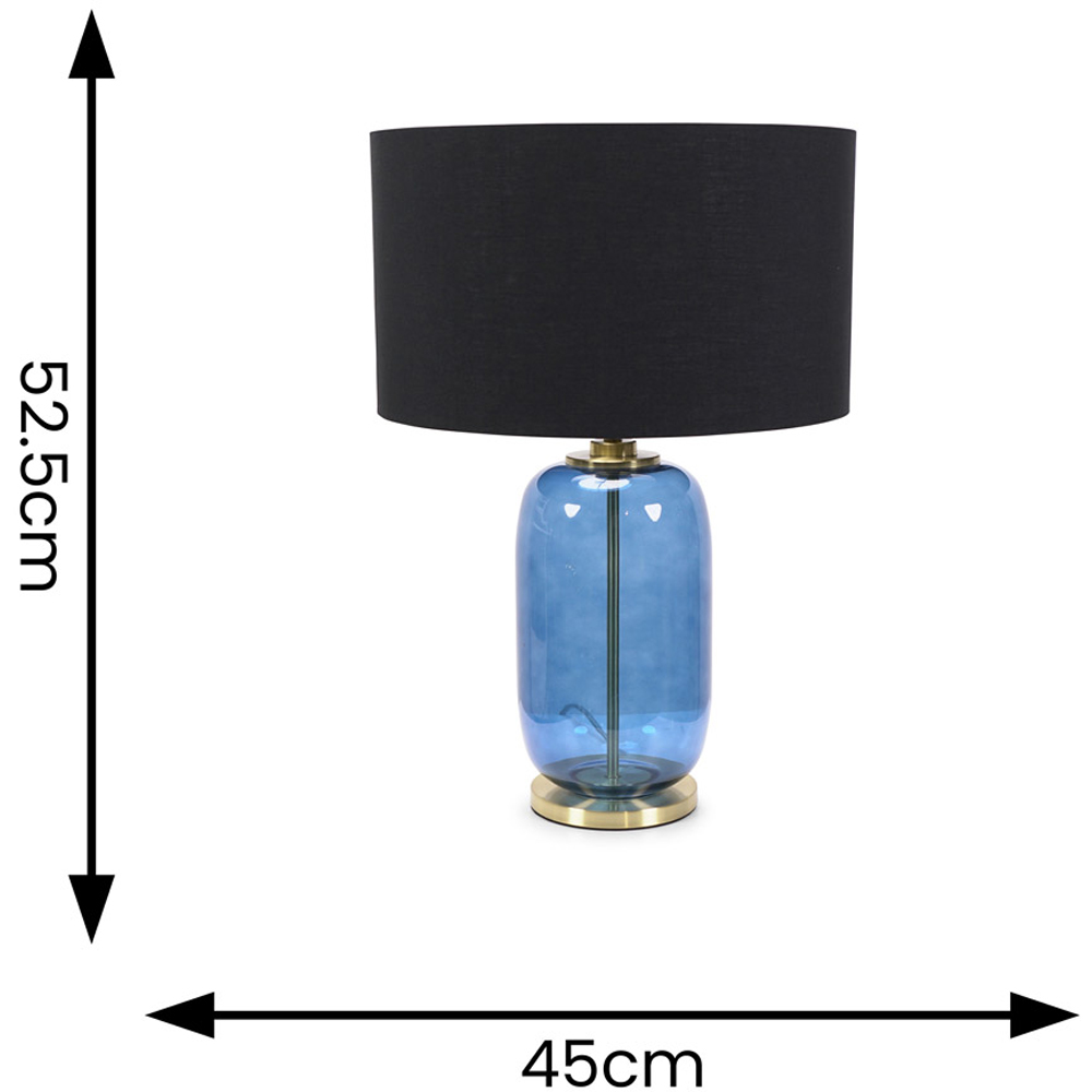 ValueLights Leigh Reni Black Shade Navy Blue Glass LED Table Lamp Image 4