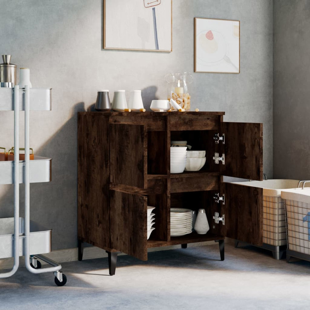 vidaXL 4 Door Smoked Oak Square Sideboard Image 3